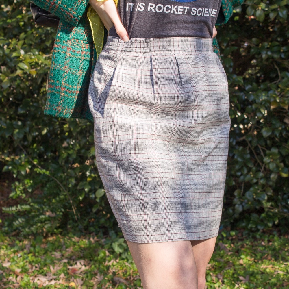 Gray Vintage Plaid Skirt